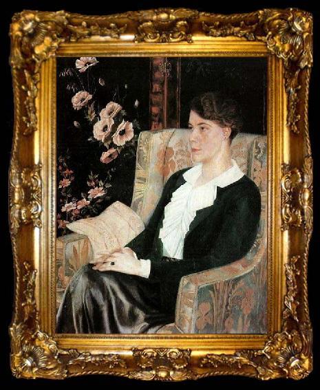 framed  Pavel Filonov Portrait of E. N. Glebova, ta009-2
